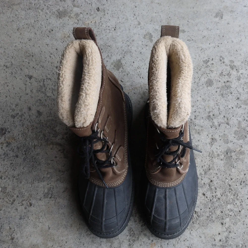 L.L.Bean Men's Size 10 M Brown Leather Insulated Snow Duck Boots Winter
